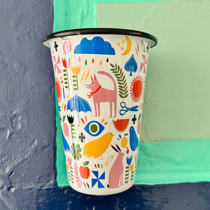 Lisa Congdon x CCH Pink Dog Enamelware 14 oz Tumbler