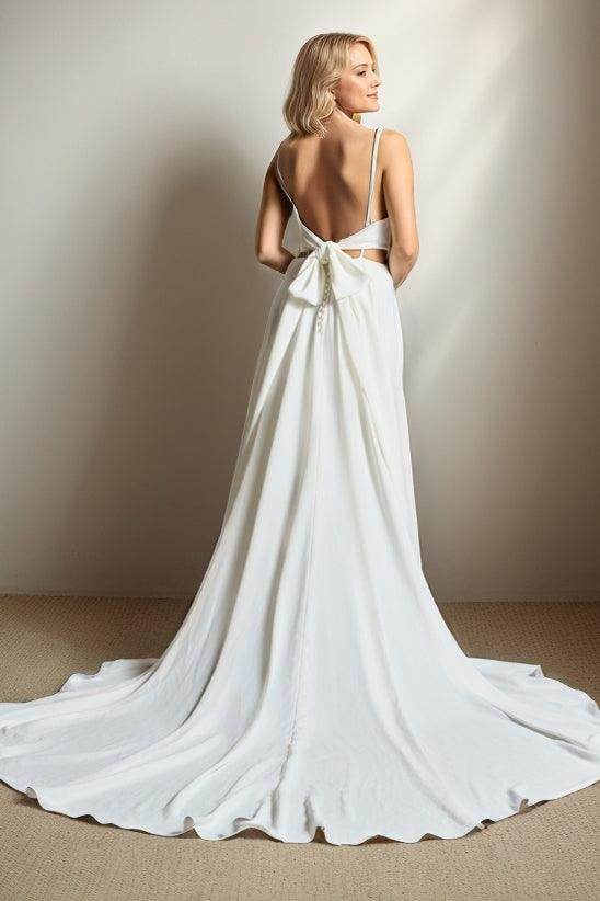 A-Line Court Train Elastic Cloth Wedding Dress CW3449 - COCOMELODY