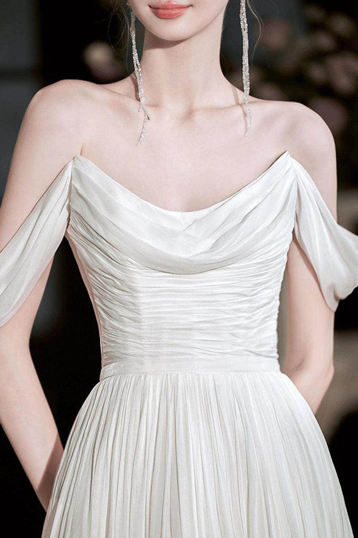 A-Line Sweep-Brush Train Chiffon Wedding Dress 811880629978CR - COCOMELODY