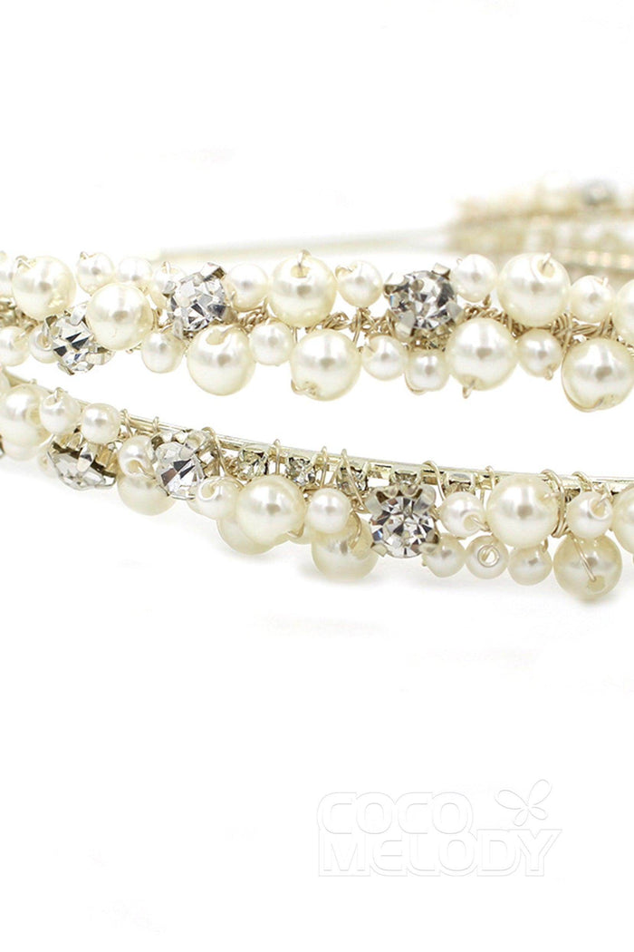 Alloy Headbands with Imitation Pearl and Rhinestone CH0318 - COCOMELODY