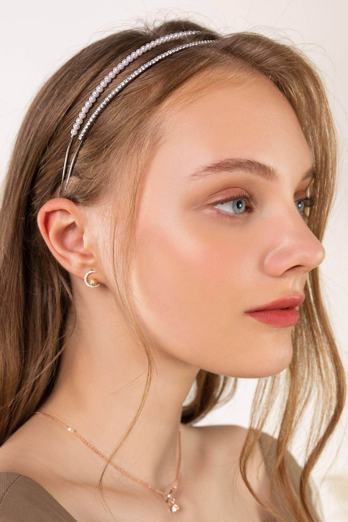 Alloy Headbands with Imitation Pearl Rhinestone CH0336 - COCOMELODY