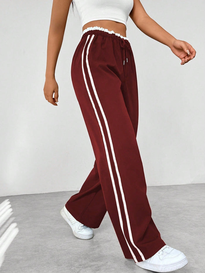 Amelia - Women's Wide Leg Pants Comfort Fit with Side Stripe Drawstring