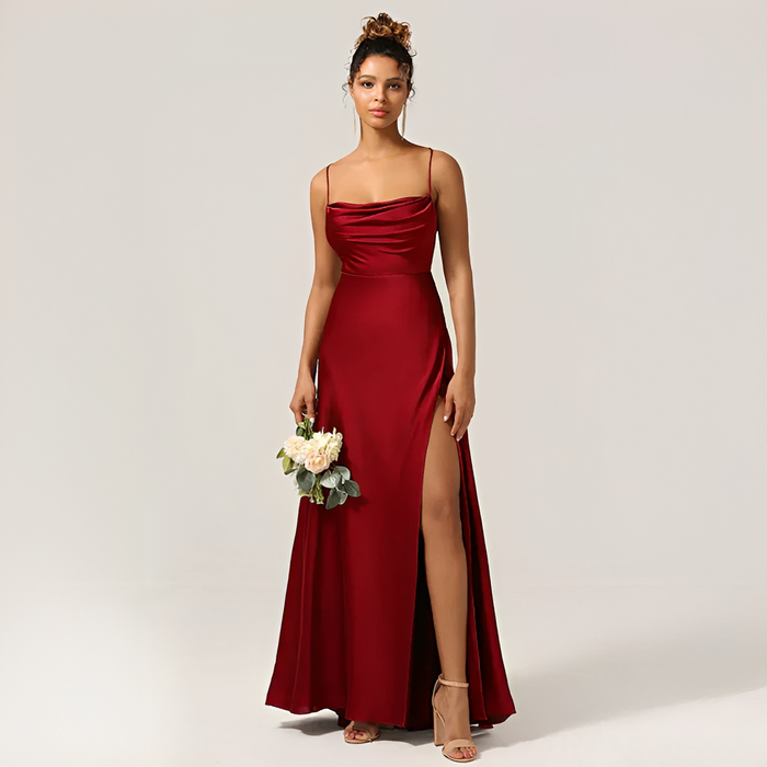 Ava - Elegant Women's Wedding Guest Maxi Dress with Cowl Neck and Thigh Split