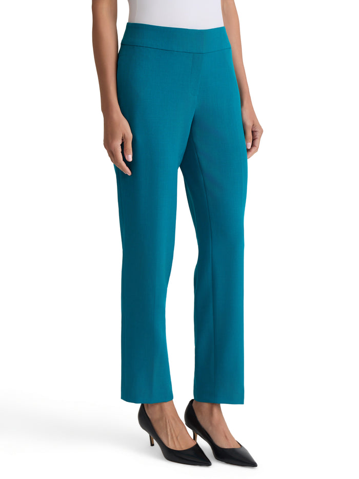 Ava Straight Leg Pant, Stretch Crepe, Bottle Teal | Kasper