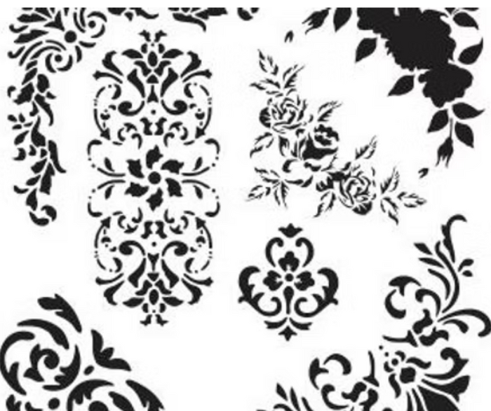 Baroque Corners Stencil by Mara