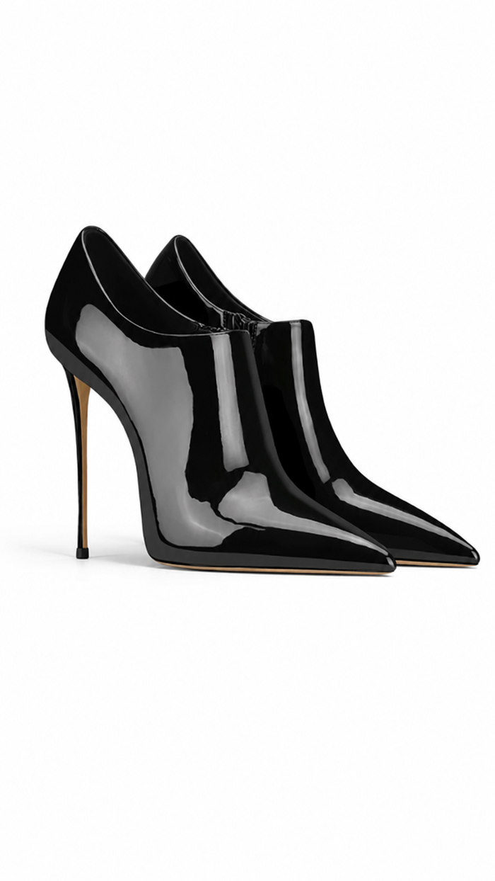 Black Patent Pointed Toe Ankle Heels – LUXÉRA