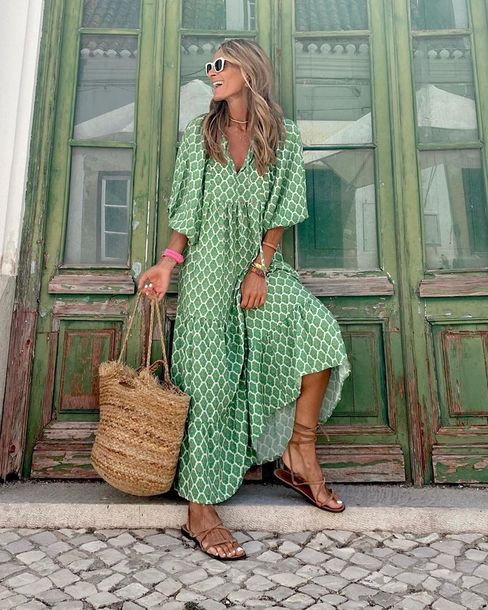 Camille - Boho Women's Summer Dress with Kimono Sleeves and Flowy Silhouette