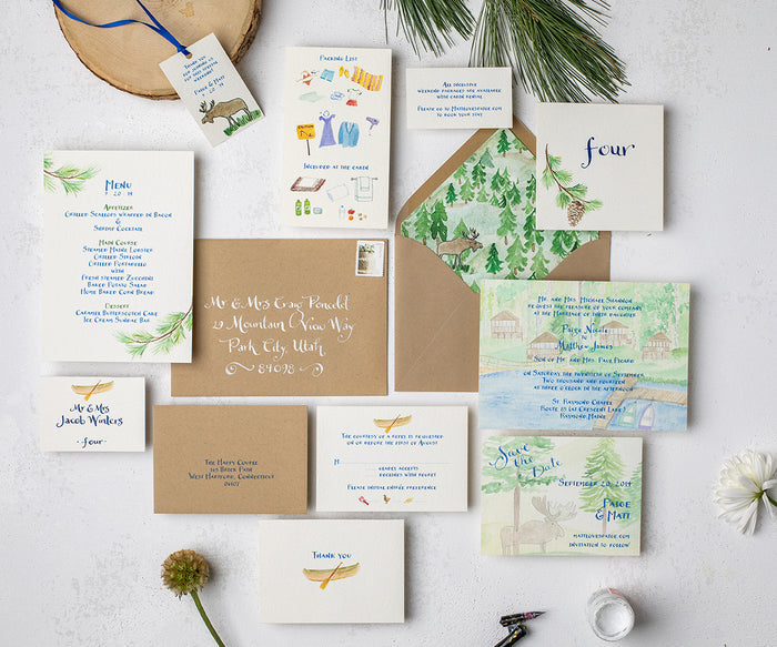 Camp wedding invitation
