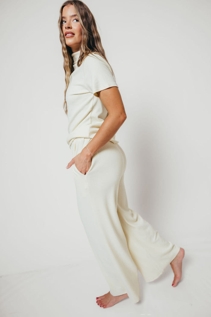 Carrie Mock Neck Knit Top in Cream