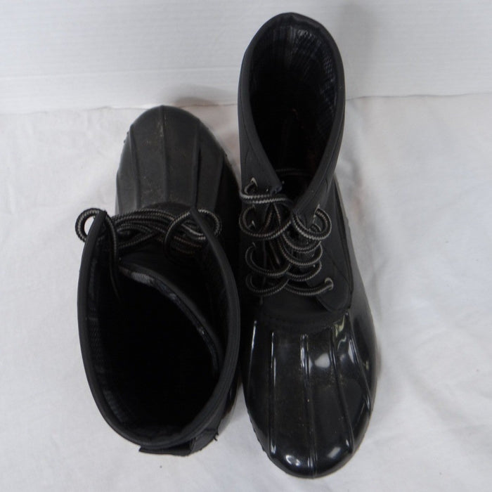 Charlotte Russe Black Lace Up Duck Boots Waterproof Rubber Sole Plaid Lined7
