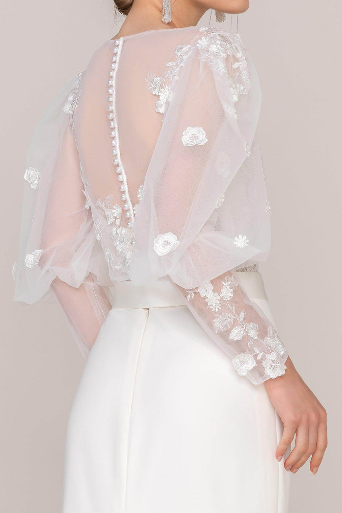 Charming Tulle Wedding Wrap with Appliques CZ0254 - COCOMELODY