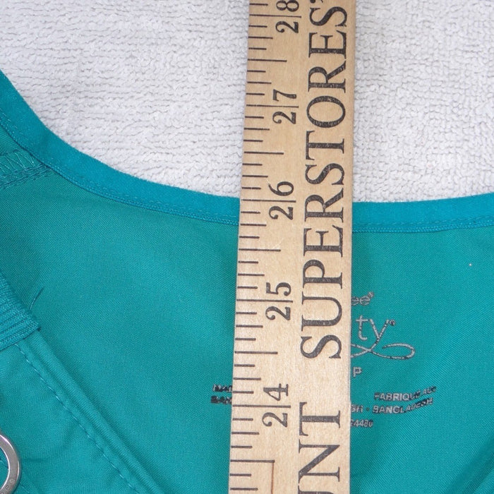 Cherokee Infinity Womens Teal Blue V Neck Scrub Top Short Sleeve Size S4