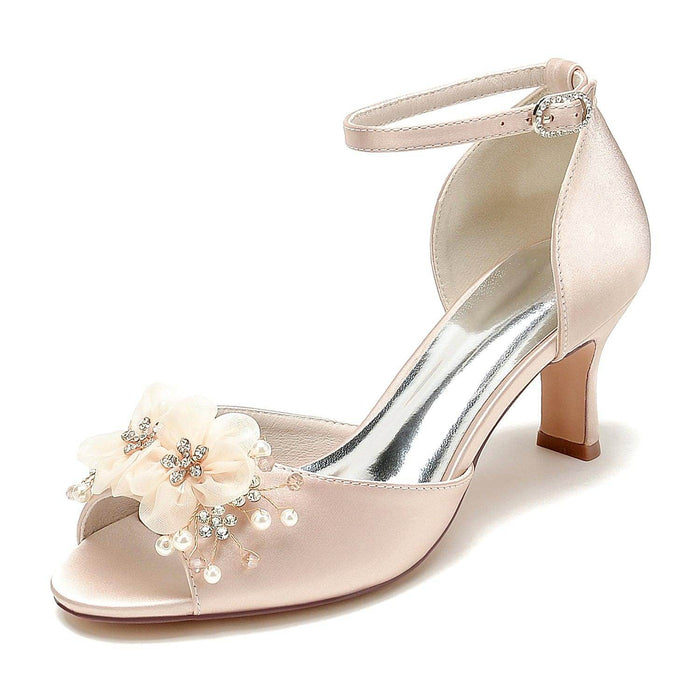 Chunky Heel 6.5cm Silk-Like Shoes CK0464 - COCOMELODY