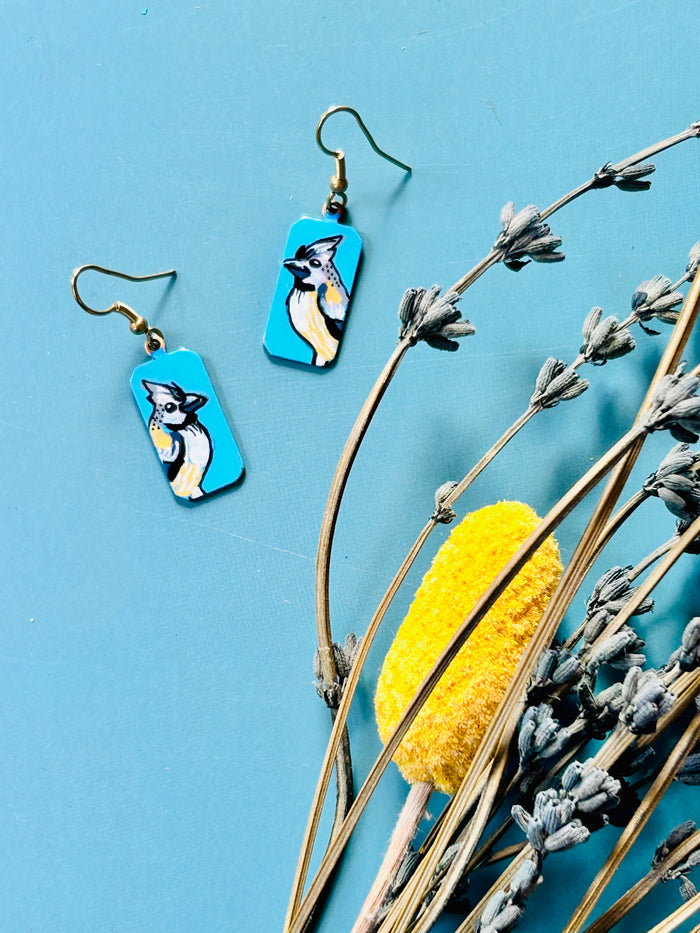 Dear Darlington OOAK Earrings: Juniper Titmouse