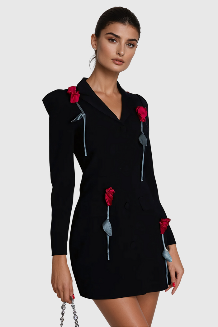 Afolabi Flower Lapel Blazer Mini Dress