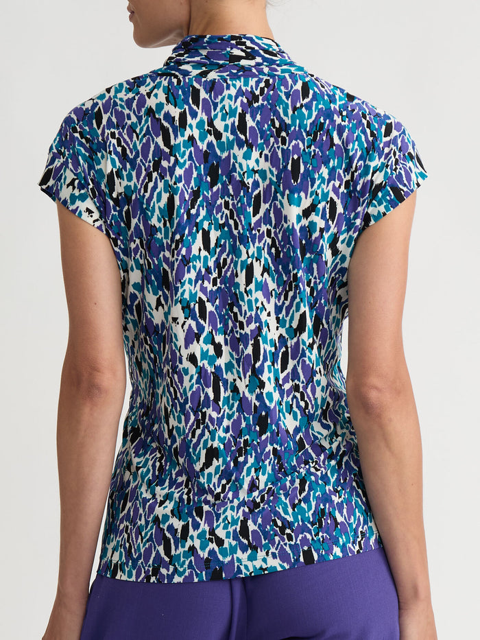 Funnel Neck Top, Everyday Knit, Regal Plum Multi | Kasper