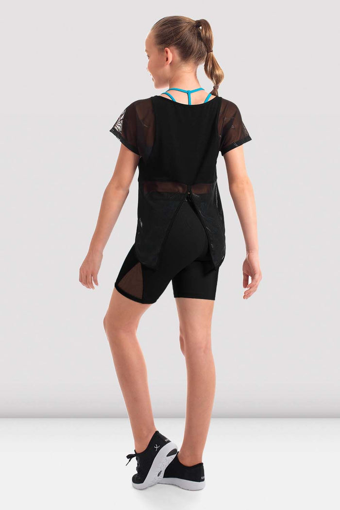 Girls Monique Bloch Logo Mesh Tie Back T-shirt