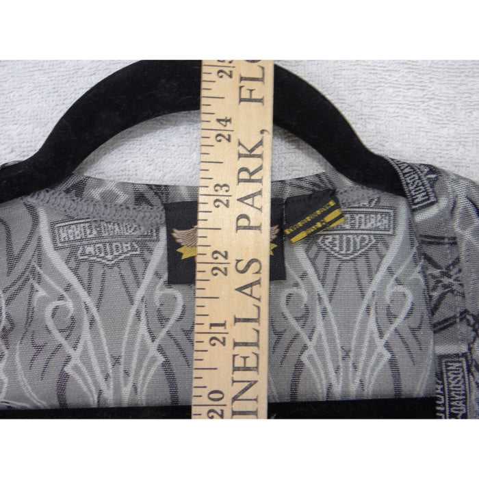Harley Davidson Womens Grey Tribal Logo Mesh Sheer Long Sleeve Top Size M 39654