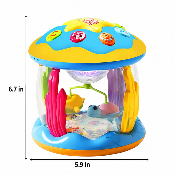 Interactive Baby Musical Drum Toy | Lights & Sounds | Rotating Ocean Playset | 6.7 x 5.9 In