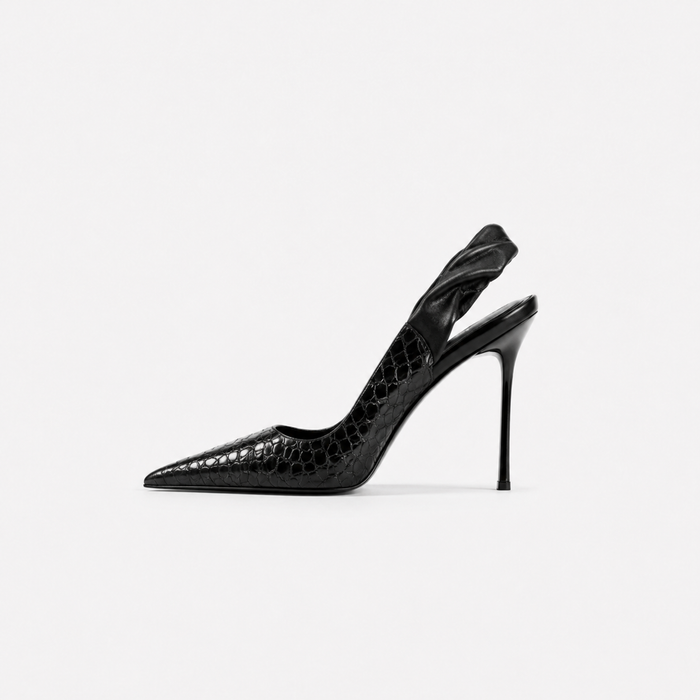 Ivory Woven Pointed Toe Slingback Heels – LIVÉRA