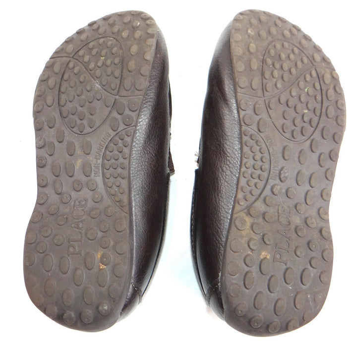 Kids Brown Faux Leather Slip On Loafer Shoes Size 136
