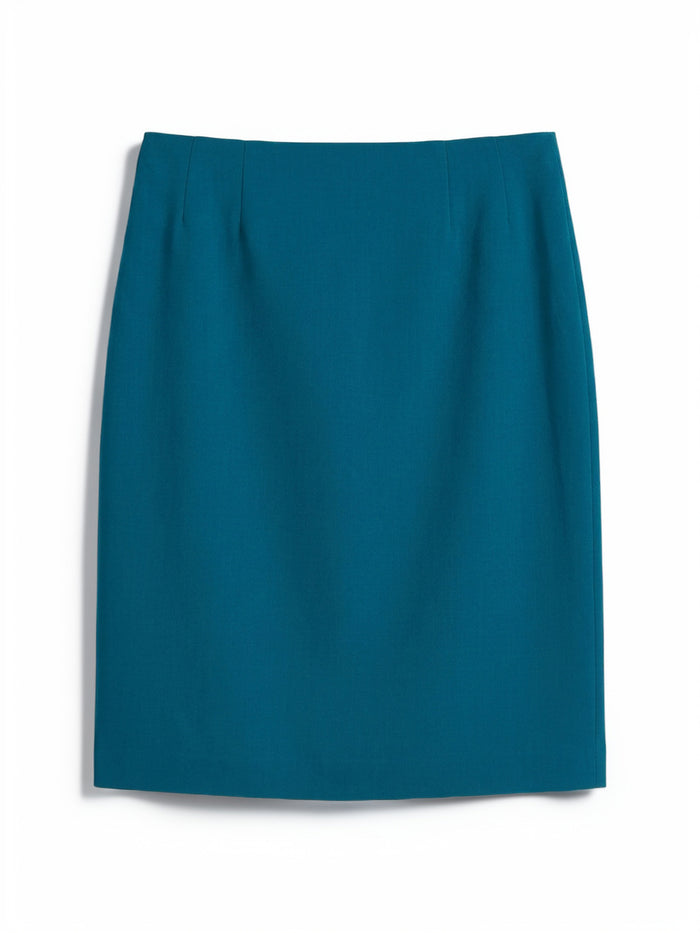 Knee-Length Pencil Skirt, Stretch Crepe, Bottle Teal | Kasper
