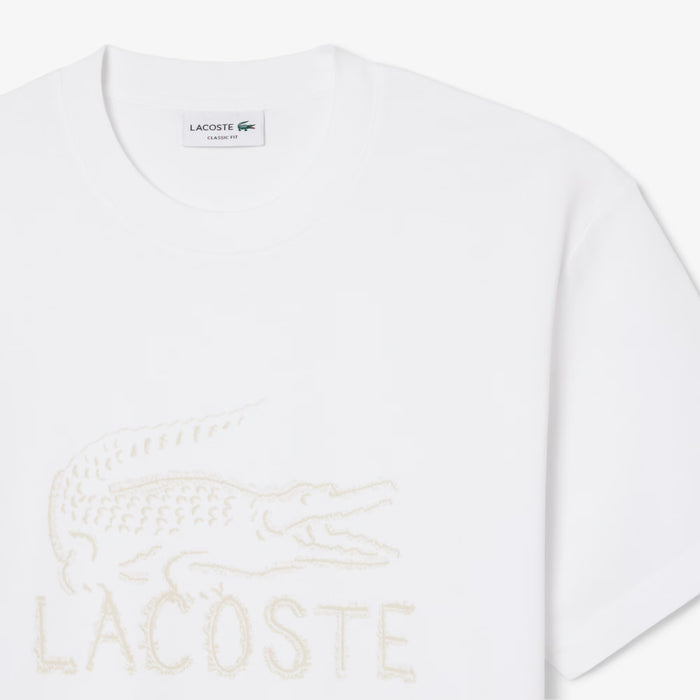 Lacoste - Printed Cotton T-Shirt in White - Nigel Clare