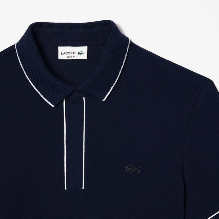 Lacoste - Regular Fit Paris Stretch Piqué Polo Shirt in Navy - Nigel Clare