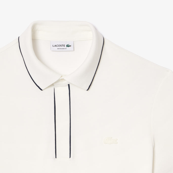 Lacoste - Regular Fit Paris Stretch Piqué Polo Shirt in White - Nigel Clare