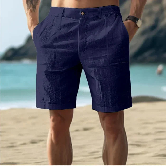 Logan - Casual Men's Linen Shorts with Button Closure and Side Pockets