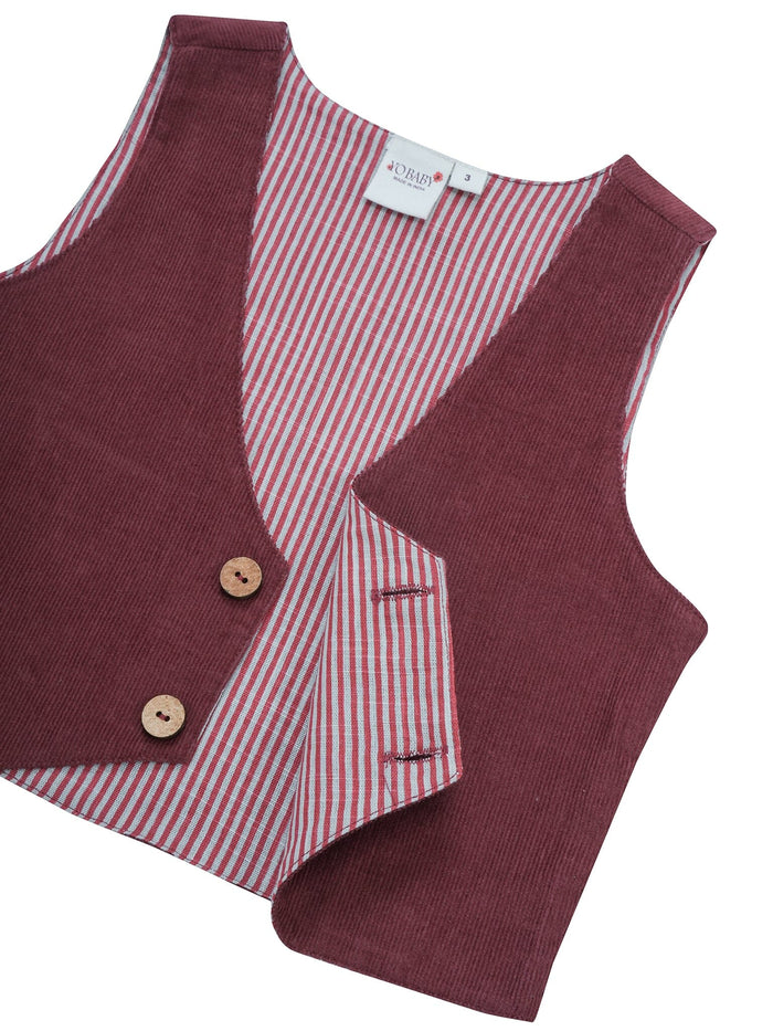 Corduroy Vest : MAROON: Toddler : Tween : Unisex Waistcoat Yo Baby India