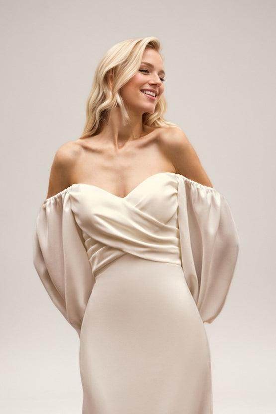 Mermaid Sweep-Brush Train Elastic Cloth Wedding Dress CW3456 - COCOMELODY