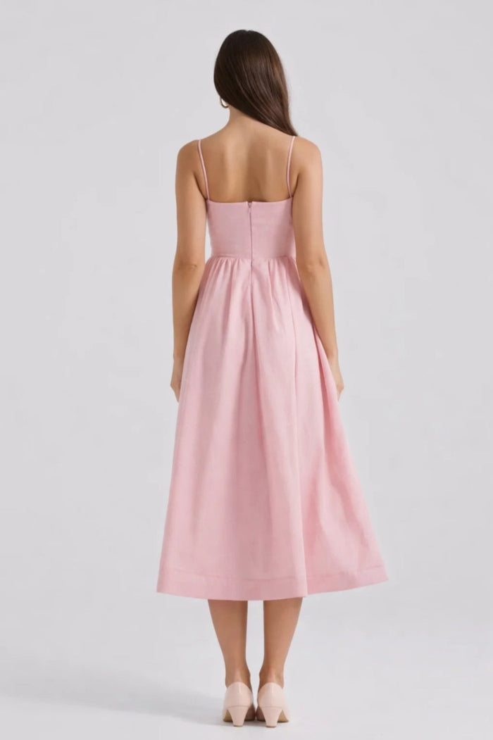Midi Dress Women - Sleeveless Fit-and-Flare | Side Pockets