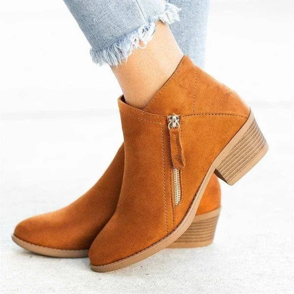 Olivia - Chic Women's Ankle Boots with Comfort Heels and Zipper Detail