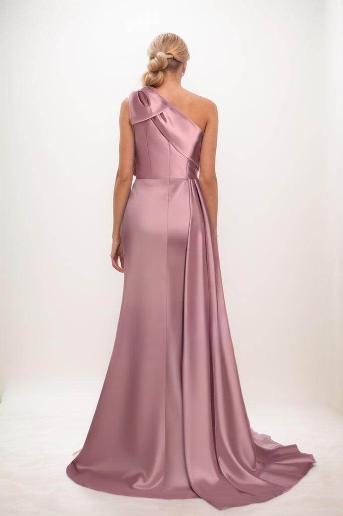 One Shoulder Sheath Bridesmaid Dress with Bowknot CB0810 - COCOMELODY