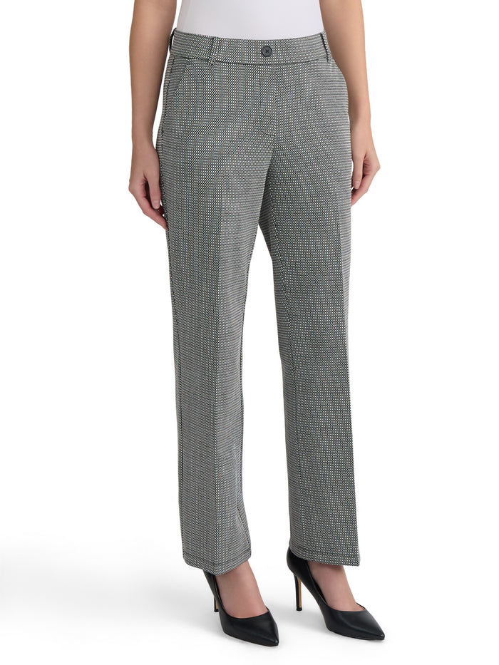 Audrey Pull-On Trouser, Knit Jacquard, Black/Vanilla Ice | Kasper