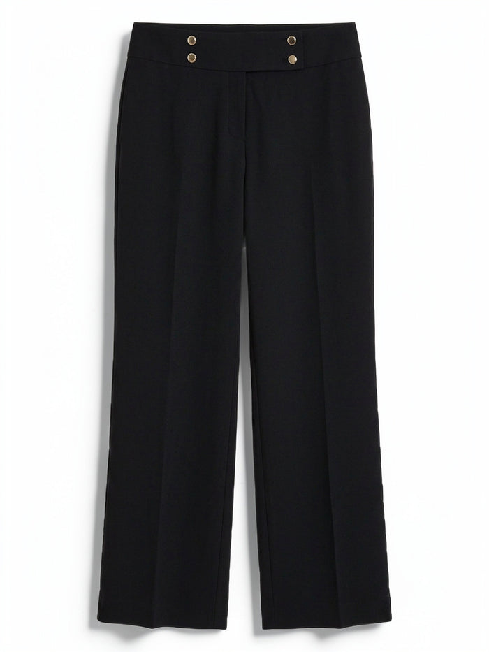 Ava Wide Leg Pant, Stretch Crepe, Black | Kasper