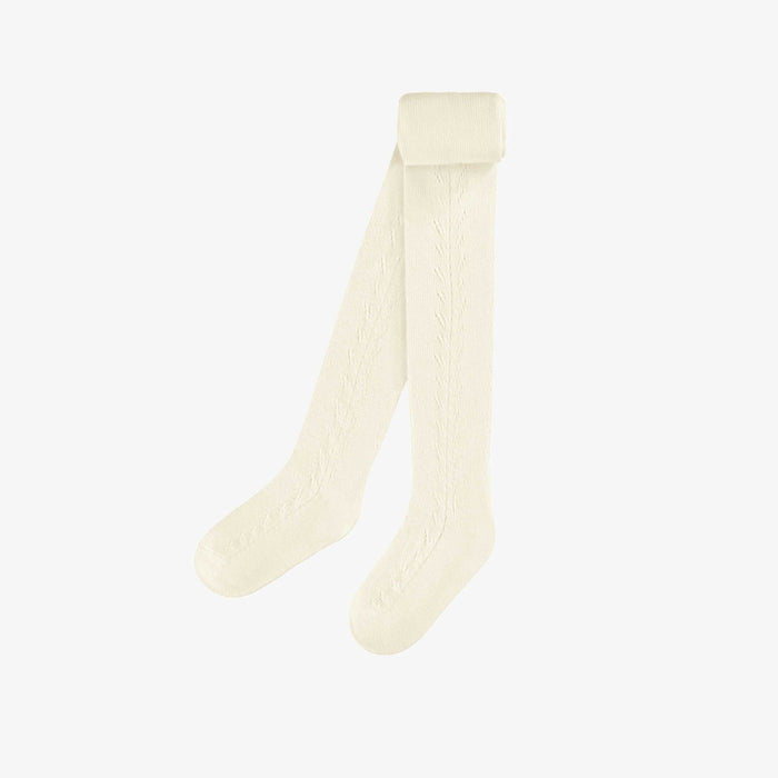 Pointelle Pattern Tights, Cream