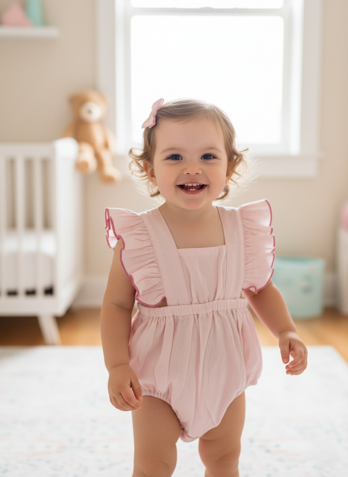 Racer Back Romper : BABY PINK : Infant