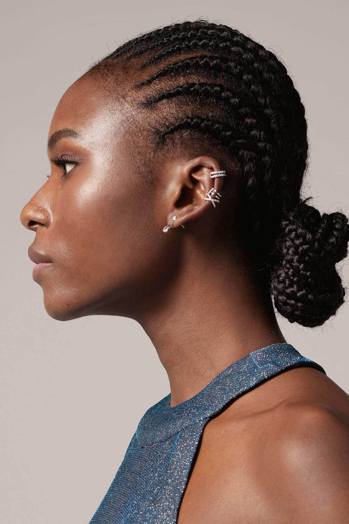 Rhodium plated Ear Cuff with Crystals CZ0242 - COCOMELODY