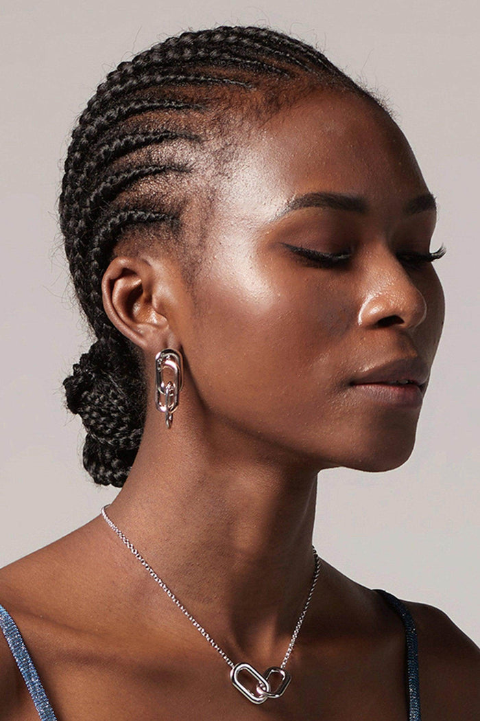 Rhodium plated Earrings with Crystals CE0099 - COCOMELODY