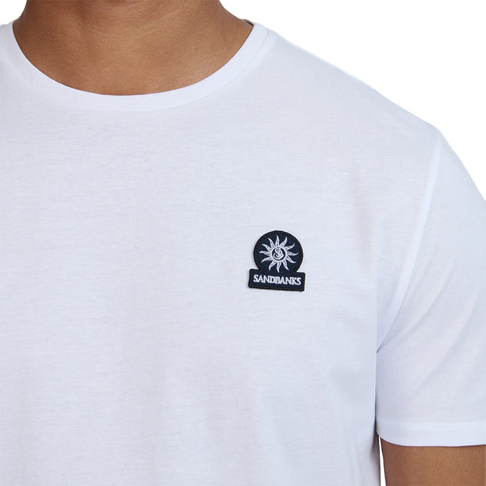 Sandbanks - Badge Logo T-Shirt in White - Nigel Clare