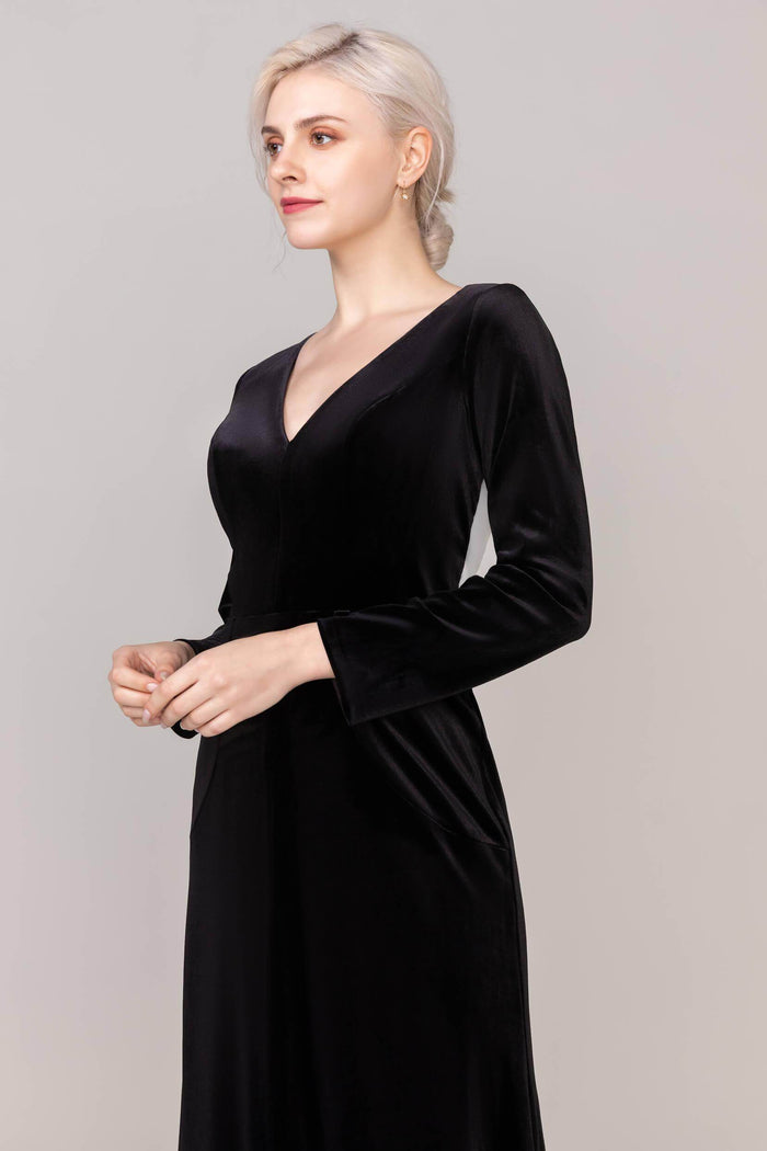 Sheath-Column Floor Length Velvet Dress CS0333 - COCOMELODY