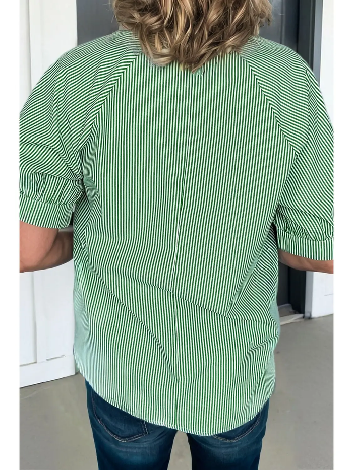 Striped Collared Blouse - Greige Goods