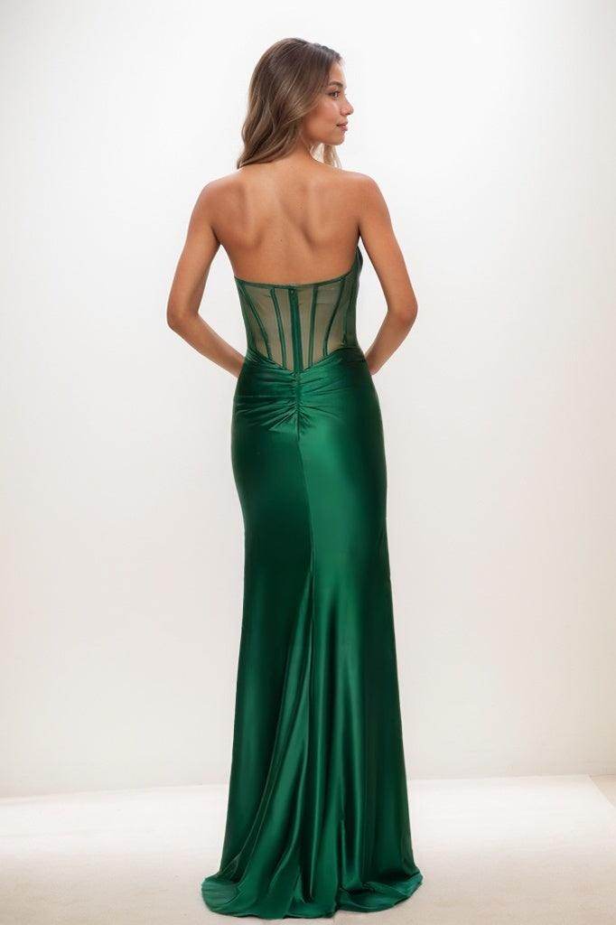 Sweetheart High Split Sweep Train Satin Prom Dresses CS0809 - COCOMELODY