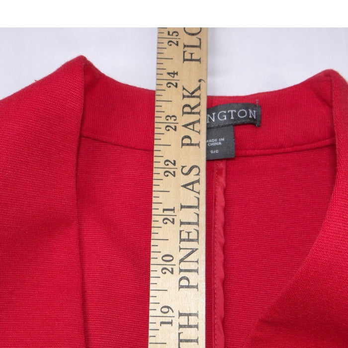 VTG Covington Womens Red Single Button Open Front Collarless Blazer Jacket Small5
