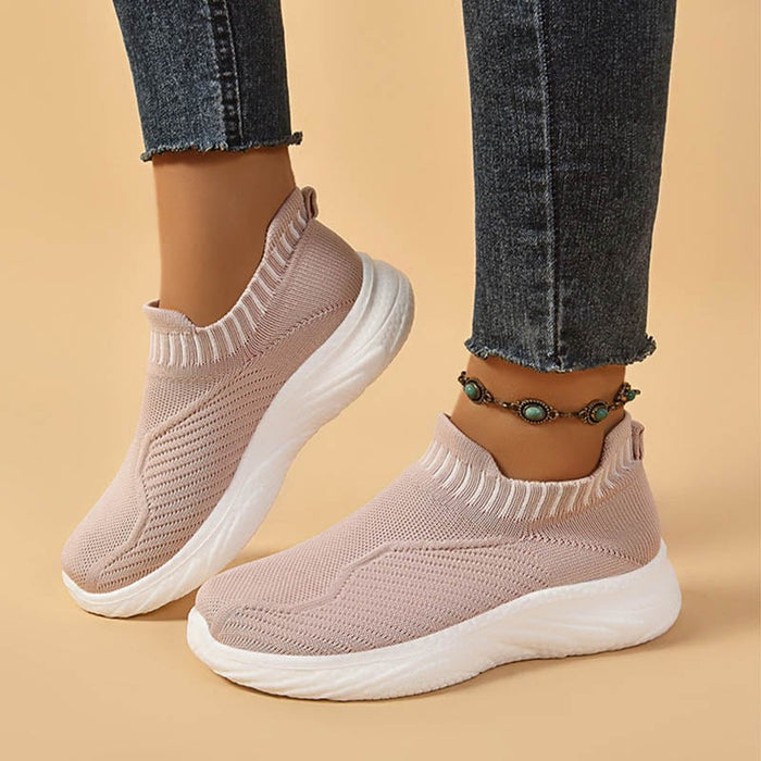 Zoe - Women's Casual Slip-On Sneakers with Knit Upper