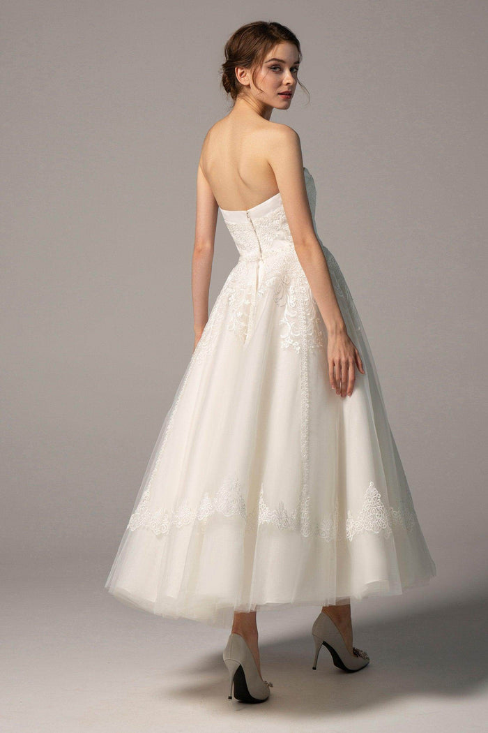 A-Line Ankle Length Tulle Wedding Dress CW2392 - COCOMELODY