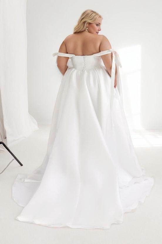 A-Line Court Train Mikado Wedding Dress CW3443 - COCOMELODY