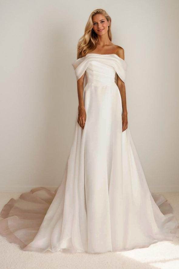 A-Line Court Train Organza Wedding Dress CW3465CR - COCOMELODY